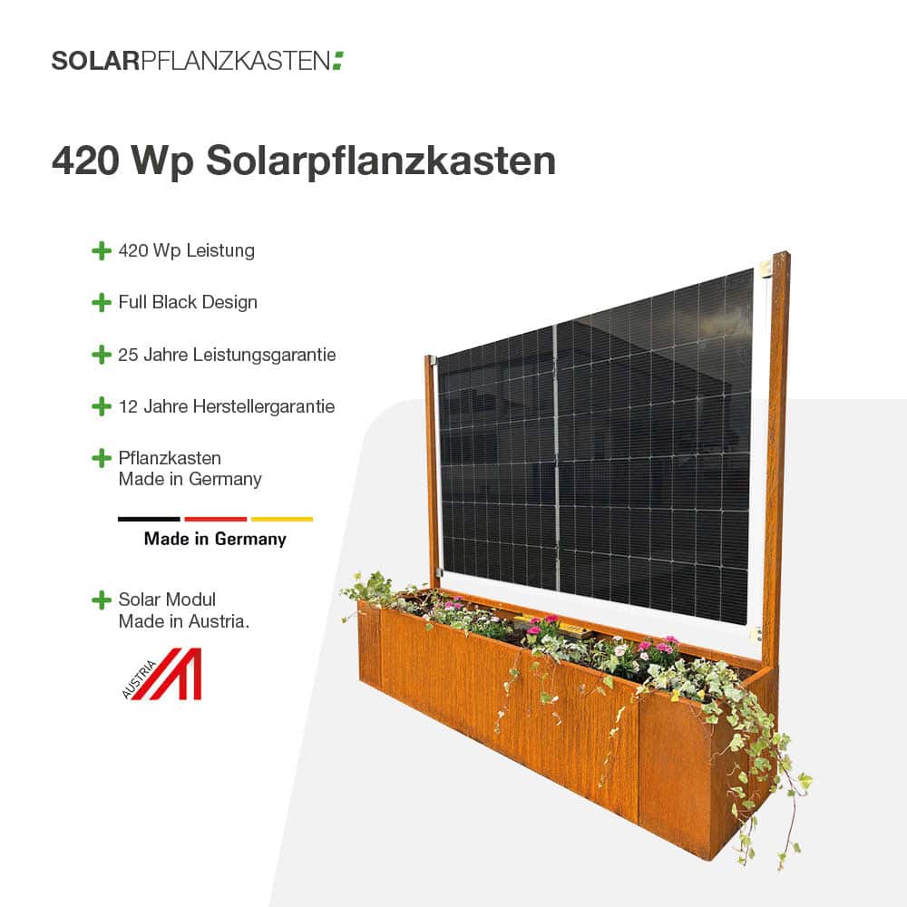 Solarpflanzkasten 420/400 Aluminium anthrazit bifazial